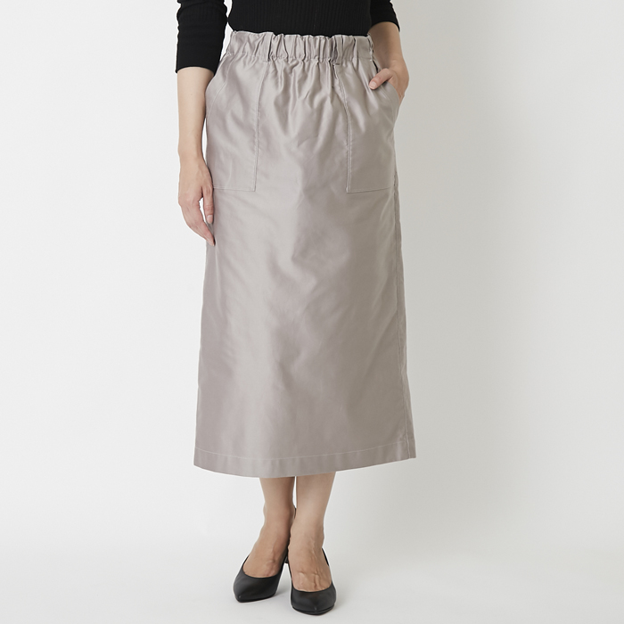 nicholson＆nicholson/ピアノサテンスカート - パンツ感覚で穿ける、美光沢なIラインスカート